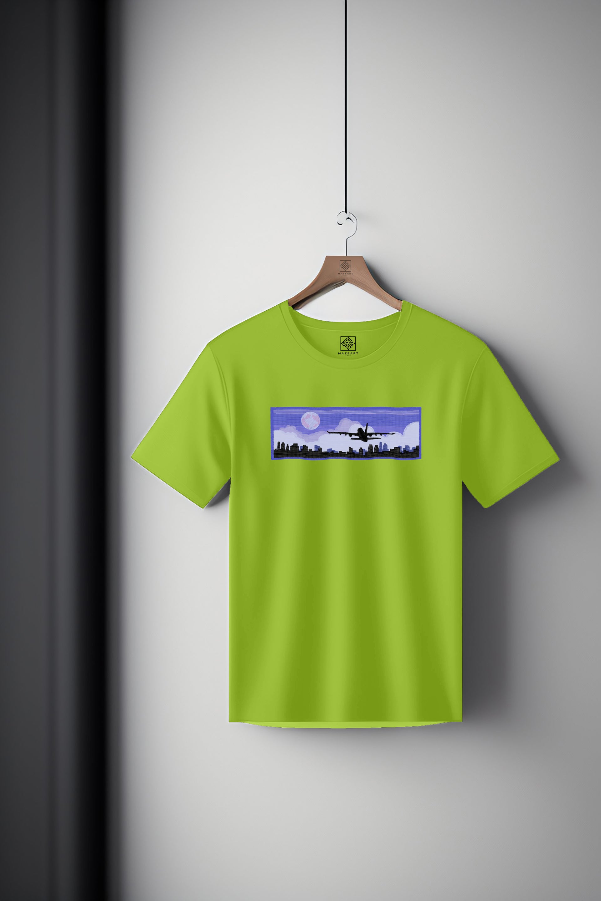 Plane taking off city evening light Tee