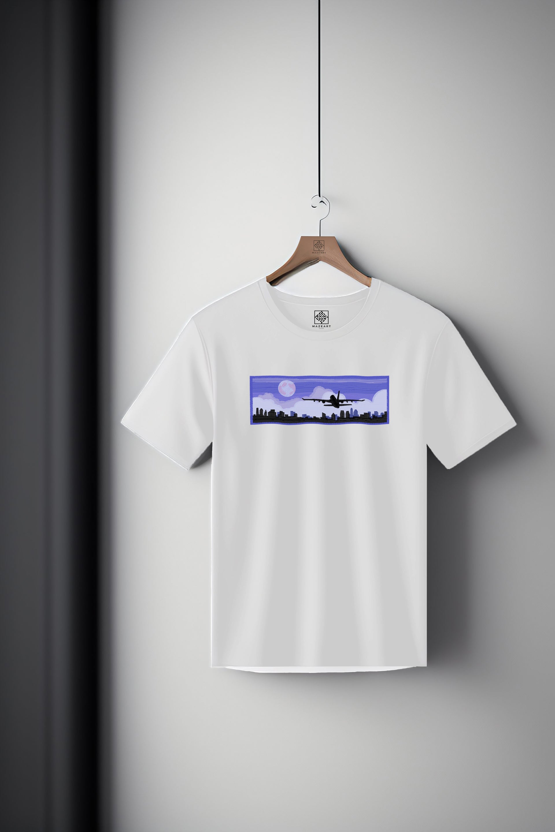 Plane taking off city evening light Tee