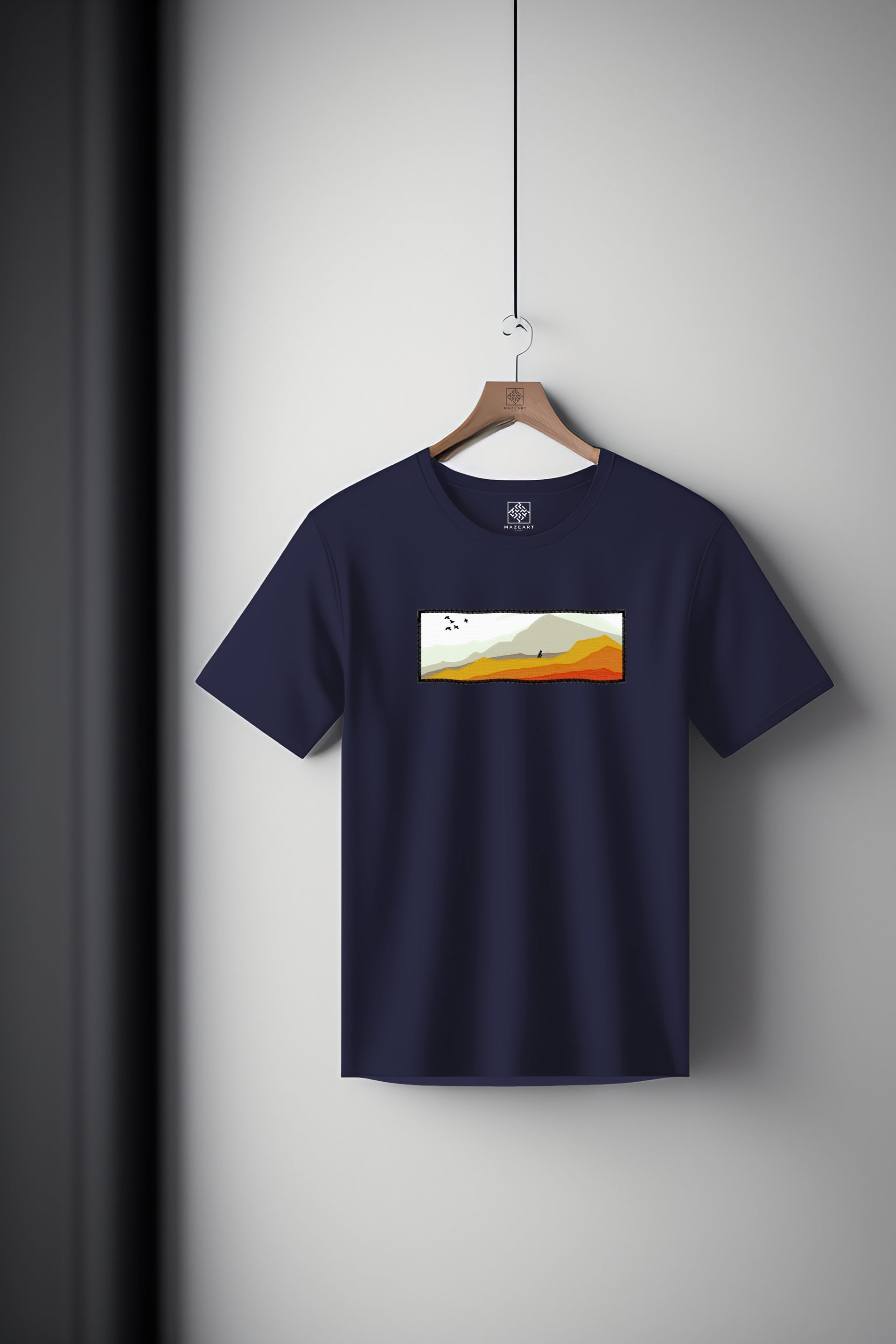 Beautiful scenic nature landscape with traveler pilgrim Tee