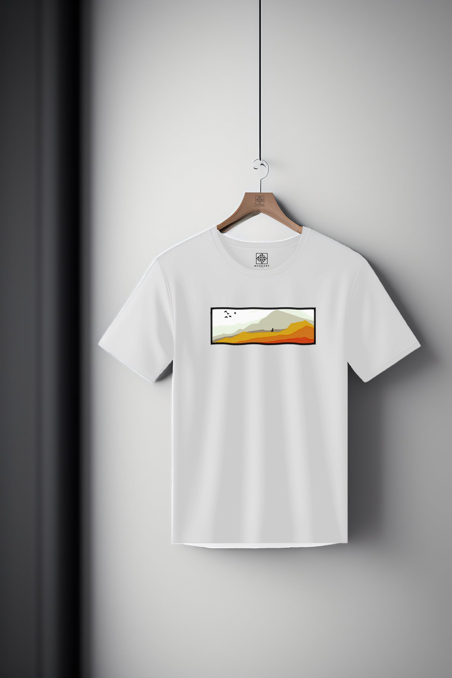 Beautiful scenic nature landscape with traveler pilgrim Tee