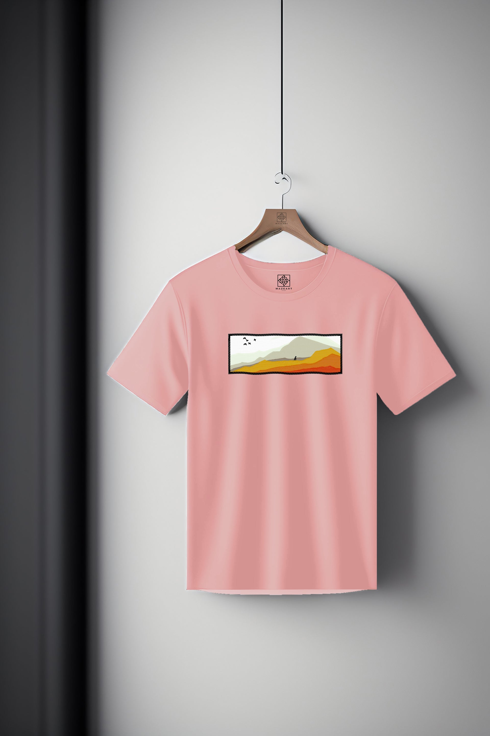 Beautiful scenic nature landscape with traveler pilgrim Tee