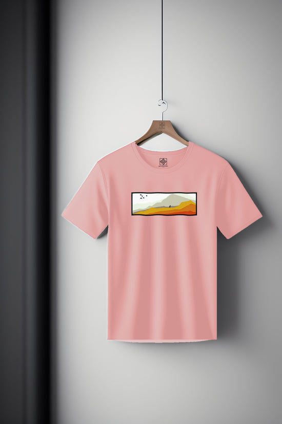 Beautiful scenic nature landscape with traveler pilgrim Tee