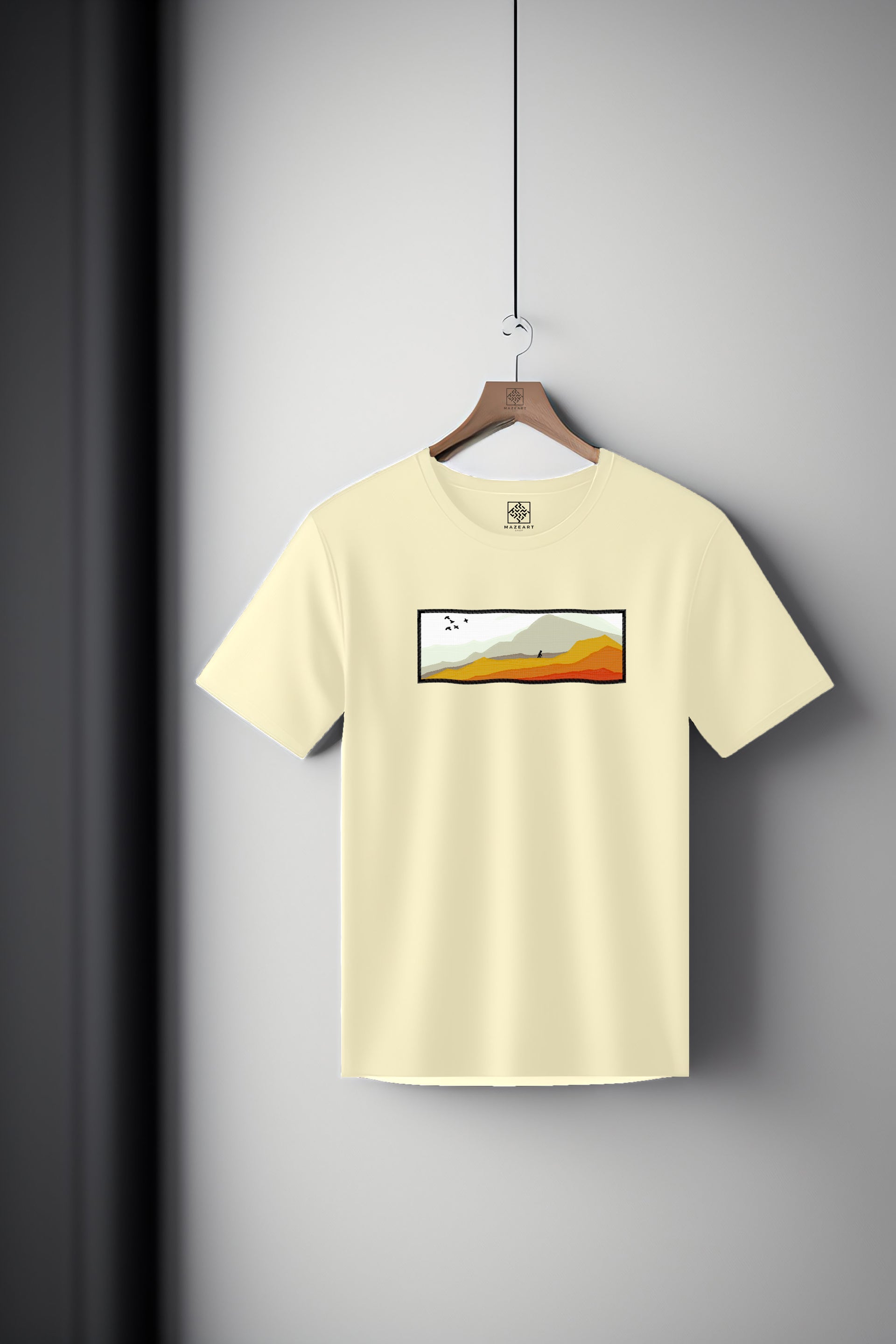 Beautiful scenic nature landscape with traveler pilgrim Tee