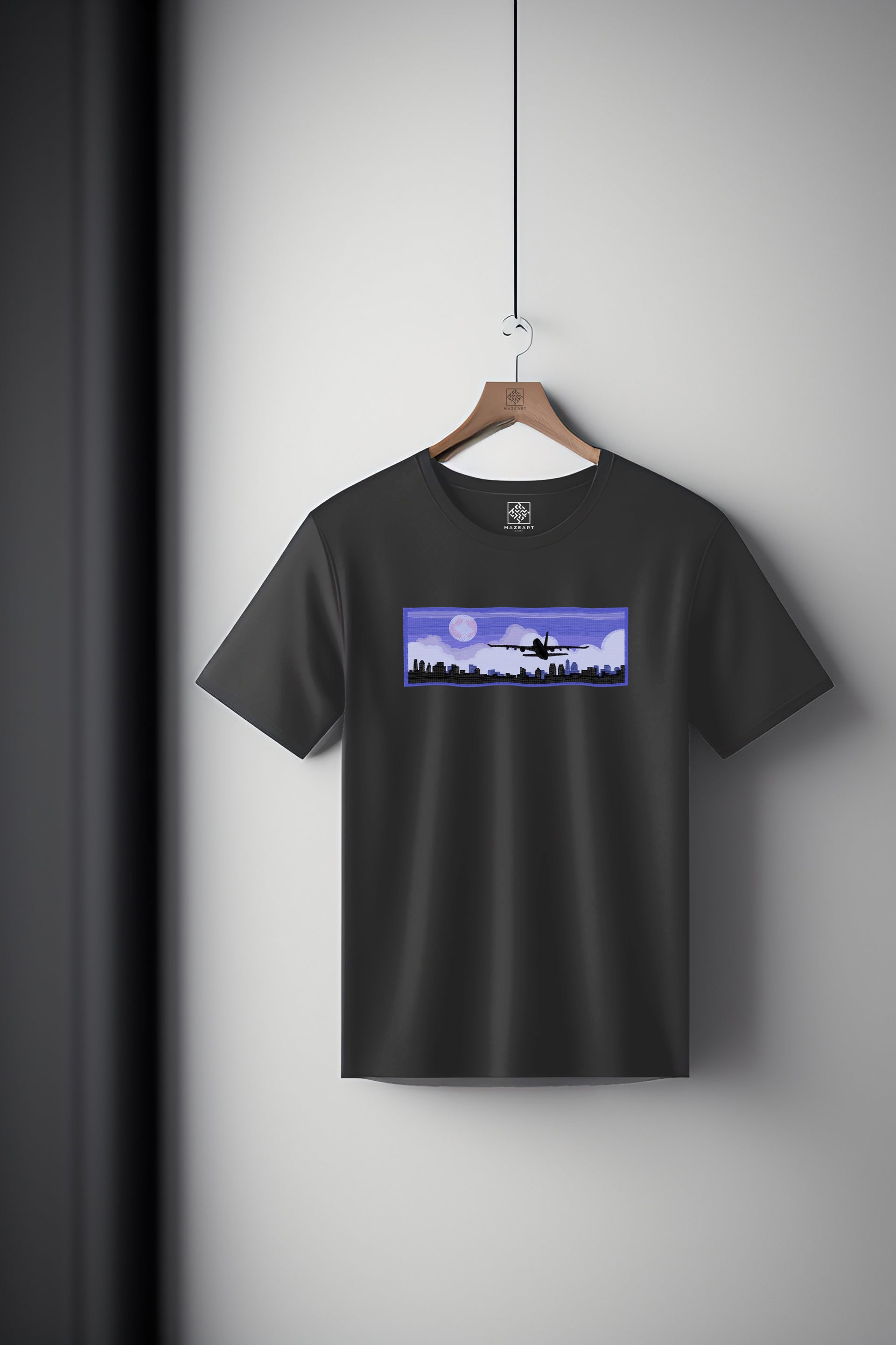 Plane taking off city evening light Tee