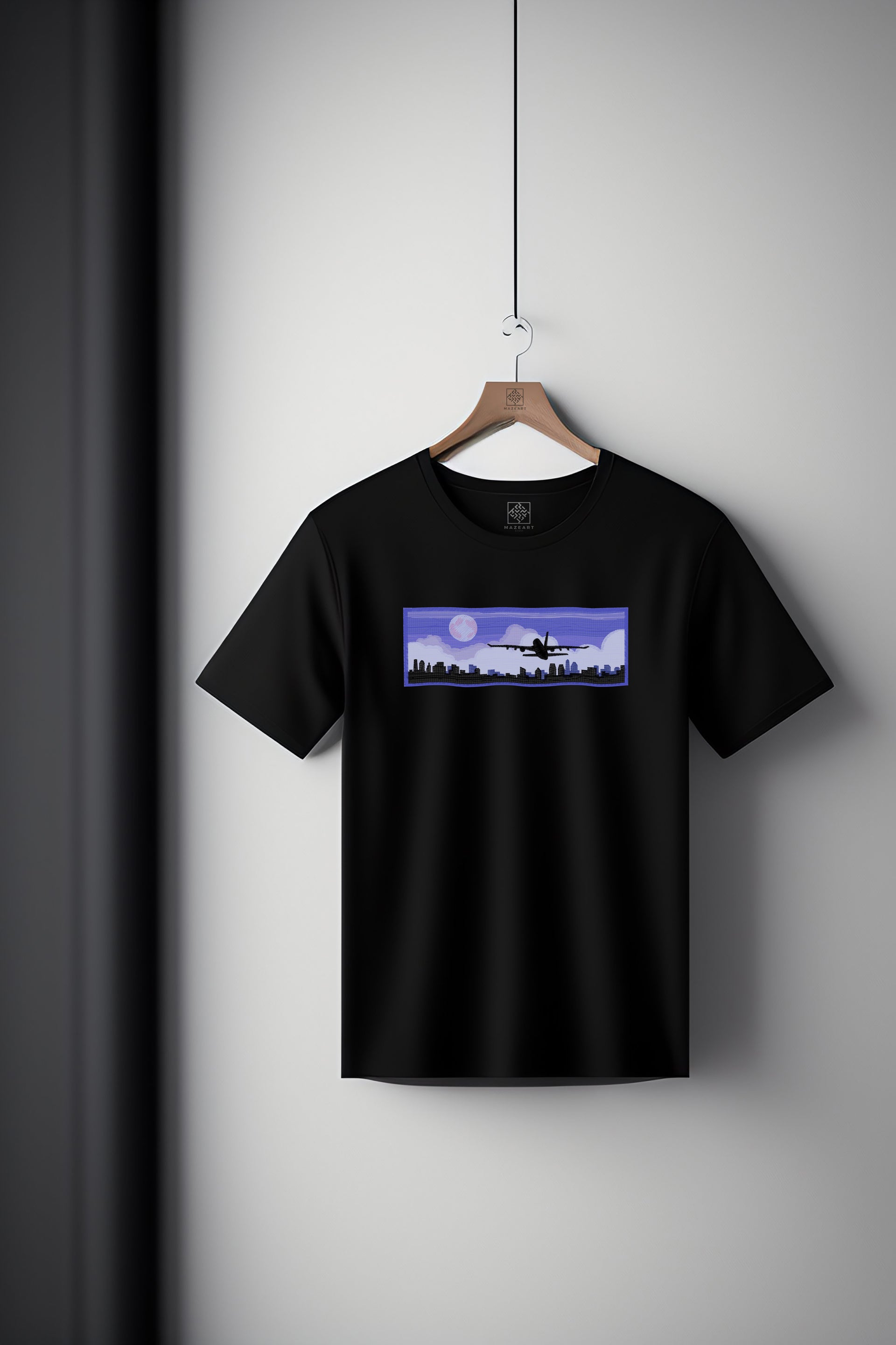 Plane taking off city evening light Tee